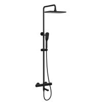 Смеситель для ванны и душа Lemark Ursus термостатический с регулируемой высотой штанги и лейкой верхнего душа «Тропический дождь» (LM7272BL) фото в интернет-магазине Русалия