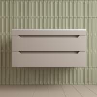 Тумба подвесная "Остин" под раковину Фортуна 100 2 ящ крем эмаль PLUS + Умывальник Фортуна 1000*450 фото в интернет-магазине Русалия