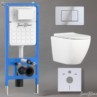 Комплект 3 в 1 инсталляция, унитаз безободковый белый BILBAO ALTO (IB.BLA.231.1B1), клавиша смыва хром глянцевый, нержавеющая сталь  INOX-C (IB.B011.003.001), IBERICA BLANCA фото в интернет-магазине Русалия