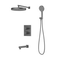 Душевая система IDDIS Duna с тропическим, ручным душем и изливом, термостат, графит матовый (DUNGMSTi68) фото в интернет-магазине Русалия