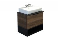 COMFORTY. Тумба-умывальник "Штутгарт-60" дуб тёмно-коричневый с черной столешницей №8 c рак. COMFORTY 9055RA-50 фото в интернет-магазине Русалия