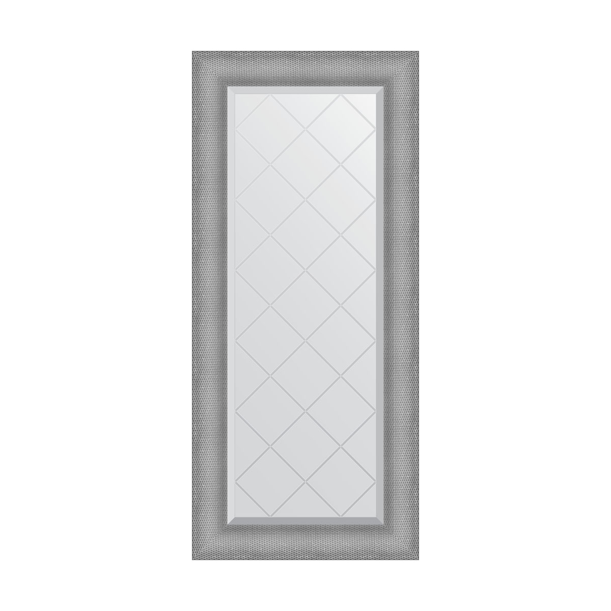 Зеркало настенное с гравировкой EVOFORM в багетной раме серебряная кольчуга, 57х127 см, BY 4542