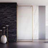 Душевая перегородка Veconi Korato KR-81GF, 1200x2000, золото брашинг, стекло рифленое осветленное KR81GF-120-08-C8 фото в интернет-магазине Русалия
