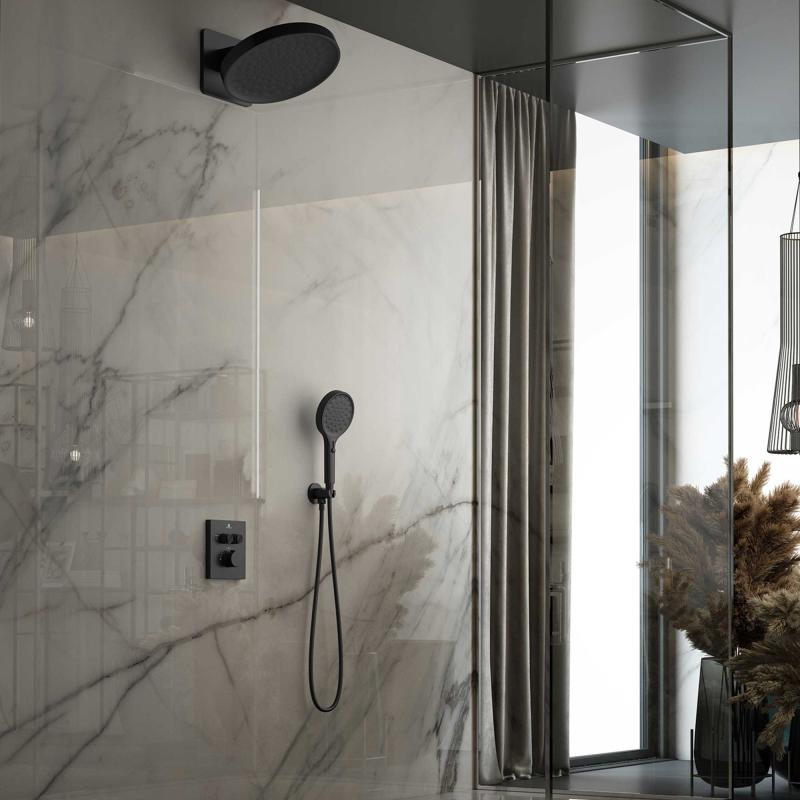 Душевой комплект Inspire VSFW-3I21MT3MB встраиваемый, термостатический, двухрежимный, черный Vincea