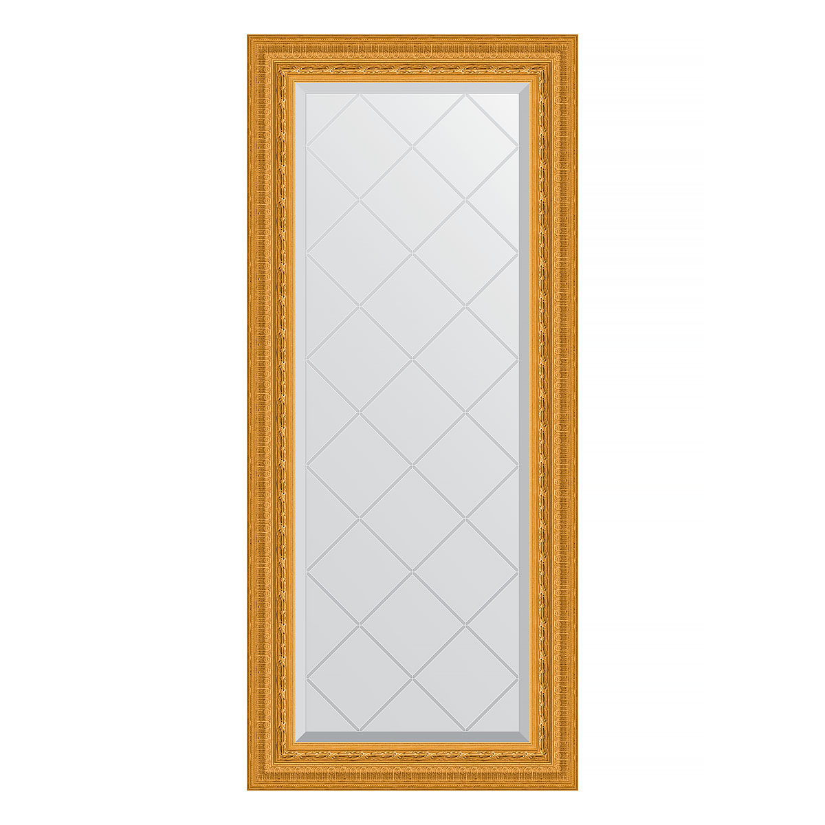 Зеркало настенное с гравировкой EVOFORM в багетной раме сусальное золото, 55х124 см, BY 4052
