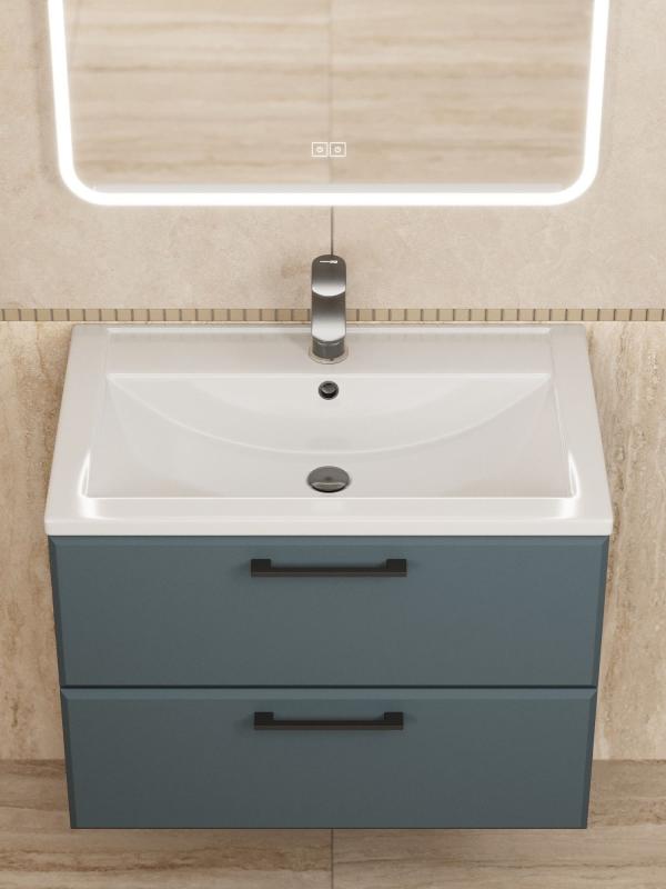 Тумба с раковиной для ванной Uperwood Foster New 70 см, подвесная, серый графит KFosterNEW70g