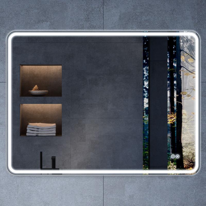 Зеркало LED VLM-3VC9008-2 900х800 c сенсорным выключателем и диммером, антизапотевание Vincea