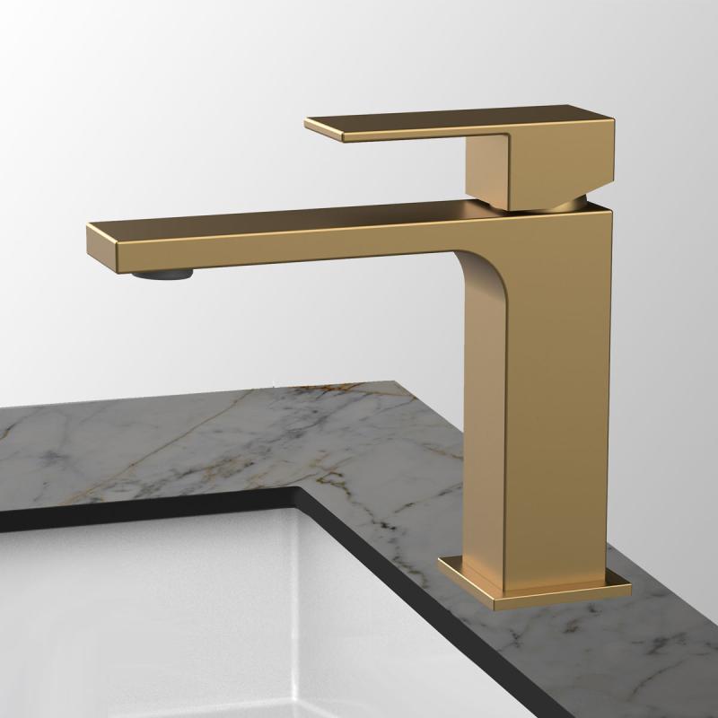 Смеситель для раковины Cube VBF-1C01BG однорычажный, брашированное золото Vincea