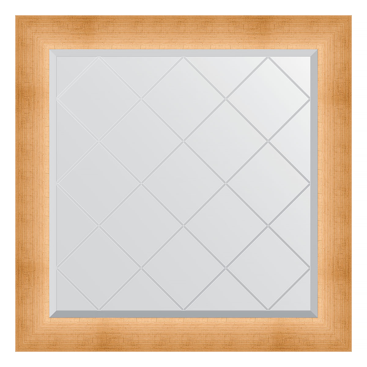 Зеркало настенное с гравировкой EVOFORM в багетной раме травленое золото, 86х86 см, BY 4524