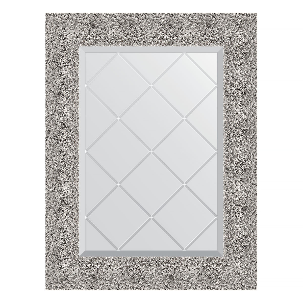 Зеркало настенное с гравировкой EVOFORM в багетной раме чеканка серебряная, 56х74 см, BY 4023