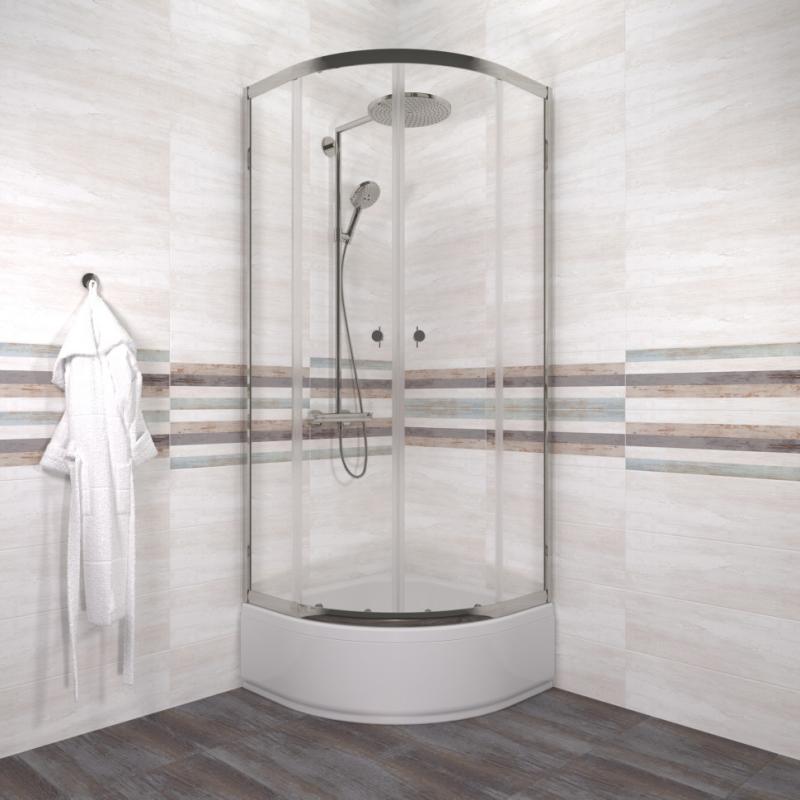 Душевой уголок «Альфа-Хром» 80х80 В, 1/4 круга, средн. подд. (2 места+сифонD50мм) Тритон Щ0000072617