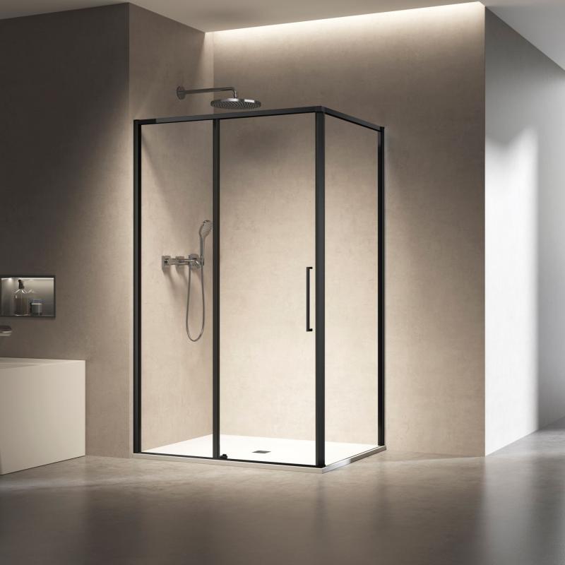 Душевой уголок Slim 8mm VSR-6SL8014CLB, 1400*800, черный, стекло прозрачное Vincea