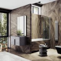 Распашная шторка для ванны поворотная на монопетле 40 см, стекло прозрачное, профиль хром матовый MGV-596-5 Maybah Glass фото в интернет-магазине Русалия