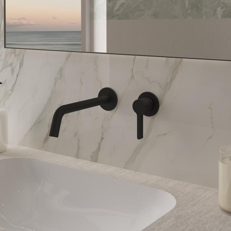 Смеситель для раковины Villa VBFW-1VL1MB встраиваемый однорычажный, черный Vincea