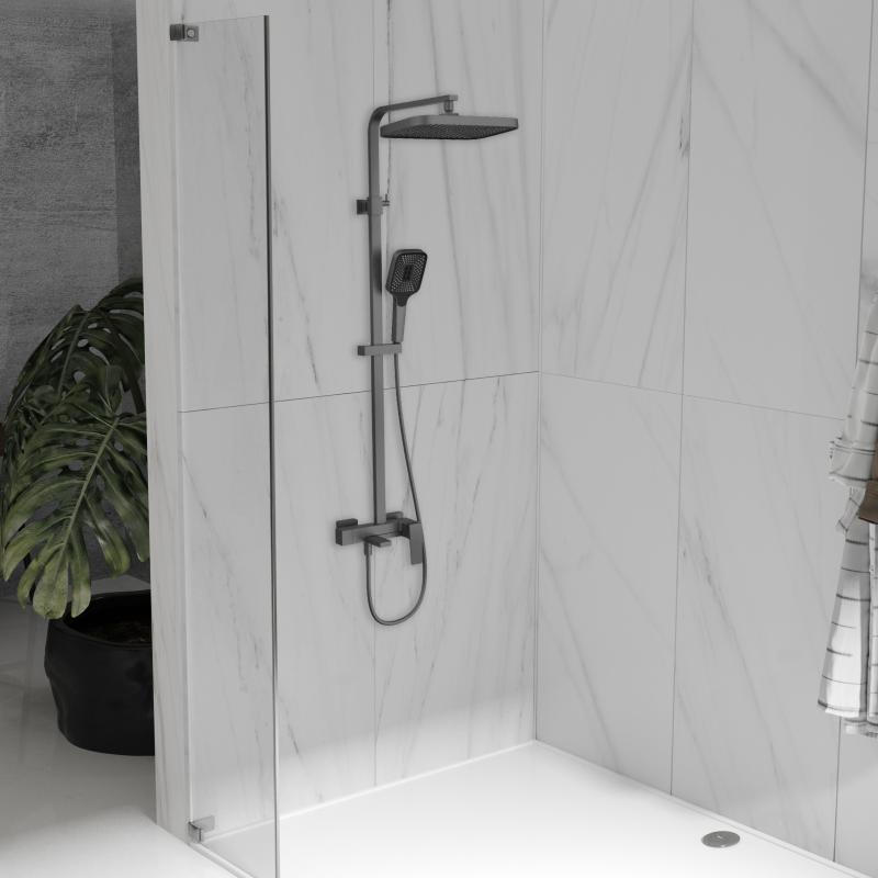 Душевая стойка Cube VSFS-4C12GM с изливом, вороненая сталь Vincea