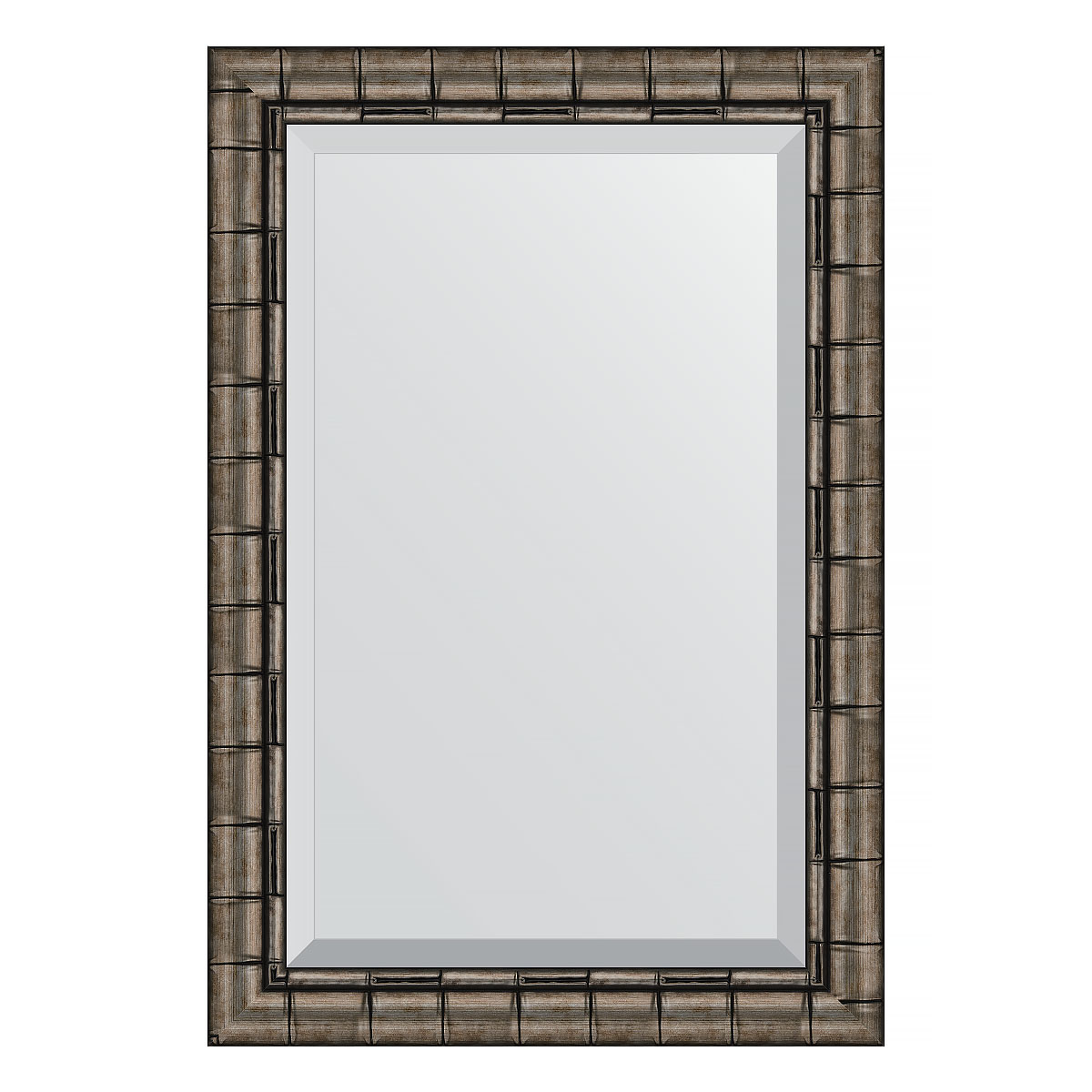 Зеркало настенное с фацетом EVOFORM в багетной раме серебряный бамбук, 63х93 см, BY 1176