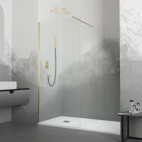 Душевая перегородка RGW WA-10G 900, стекло прозрачное, профиль золото BRUSH фото в интернет-магазине Русалия