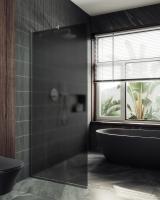 Душевая перегородка в узком  профиле 1950*1090 Стекло 8 мм Графит матовый MGD-682-5у Maybah Glass фото в интернет-магазине Русалия