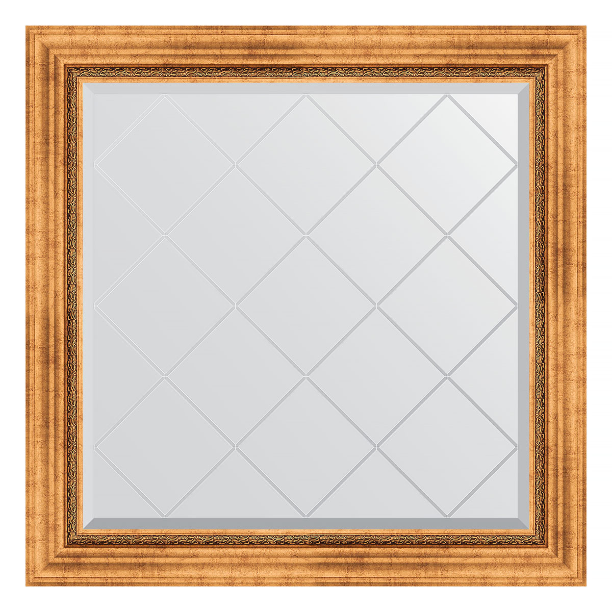 Зеркало настенное с гравировкой EVOFORM в багетной раме римское золото, 86х86 см, BY 4318