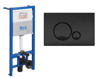 Инсталляция для подвесного унитаза One ZRU9307708 с кнопкой Luna пластик ZRU9308362 черный ROCA фото в интернет-магазине Русалия