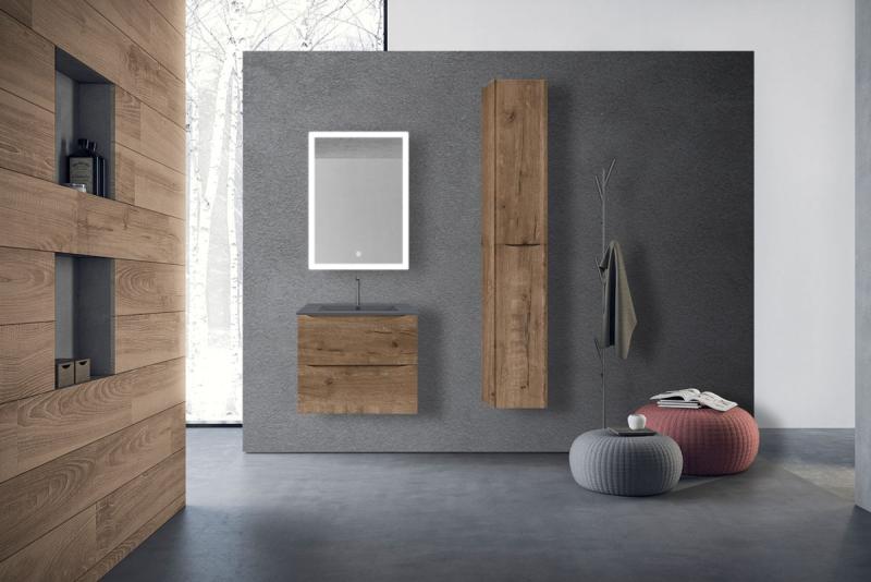 База под керамическую раковину Mia 600 подвесная, 2 выкатных ящика soft close, V.Oak Vincea