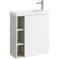 Подвесная тумба 60  Alba камень натуральный ALB0106RLS+ALB0706WM + умывальник Compact Slim 600 CMPSL.06.04.D Aqwella фото в интернет-магазине Русалия