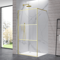 Душевая перегородка RGW WA-09Gb, стекло Ribbed Line, профиль золото BRUSH фото в интернет-магазине Русалия