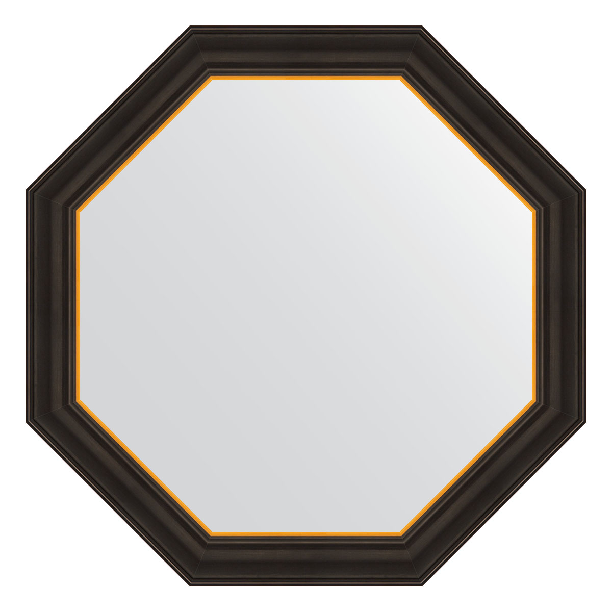 Зеркало настенное Octagon EVOFORM в багетной раме чёрное дерево с золотом, 74х74 см, BY 3876