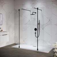 Душевая перегородка RGW WA-052B (WA-016B+2Z-071B) 1200, стекло прозрачное, профиль черный фото в интернет-магазине Русалия