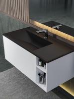 Раковина для ванной кварцевая Uperwood Lotus Quartz 100х50х13 см, черная матовая, уголь 29192037 фото в интернет-магазине Русалия