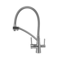 Смеситель для кухни с каналом для питьев. воды OLIVE'S BALEAR гибкий излив (серый), нерж. сталь (13455BL) фото в интернет-магазине Русалия