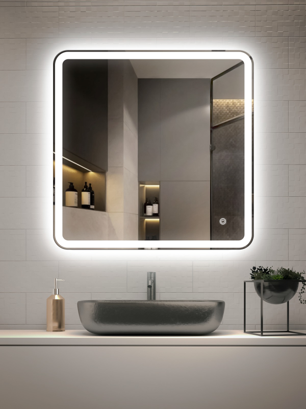 Зеркало LED VLM-3VC8008 800х800 c сенсорным выключателем и диммером Vincea