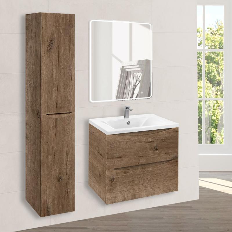 База под раковину Mia 600 подвесная, 2 выкатных ящика soft close, V.Oak Vincea