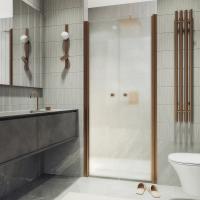 Душевая дверь двустворчатая на монопетлях 1980*890 Стекло 6 мм Сатин, профиль Бронза MGD-436-2 MaybahGlass фото в интернет-магазине Русалия