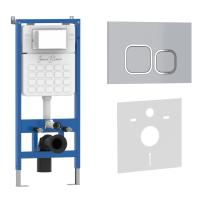 Комплект 2 в 1 инсталляция + клавиша смыва хром матовый, пластик ESTI-Q (IB.B083.004.002) IBERICA BLANCA фото в интернет-магазине Русалия