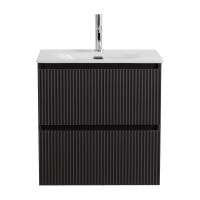 UNO База под раковину подвесная с фрезерованными ручками по всей длине фасада с двумя выкатными ящиками, Темно-Серый Матовый, 700x455x608, UNO-700-2C-SO-GSO Belbagno фото в интернет-магазине Русалия