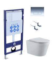 SET AQUATEK ВЕГА-1905-016 (рама AQUATEK Standard INS-0000012 с клавишей KDI-0000016 и крепежом KKI-0000002+унитаз ВЕГА AQ1905-00 с тонким сиденьем sc фото в интернет-магазине Русалия