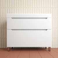 Тумба напольная "Остин" под раковину Фортуна 100 2 ящ белый эмаль PLUS + Умывальник Фортуна 1000*450 кварц антрацит фото в интернет-магазине Русалия