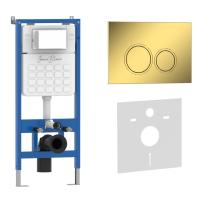 Комплект 2 в 1 инсталляция + клавиша смыва шампань/золото глянцевый, пластик ESTI-O (IB.B082.006.001) IBERICA BLANCA фото в интернет-магазине Русалия