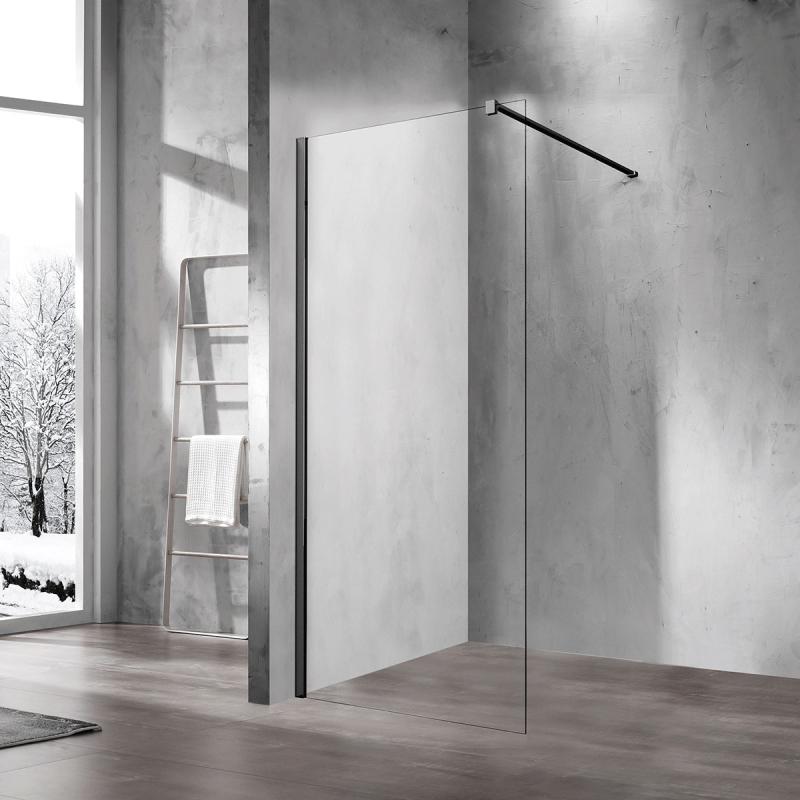 Душевая перегородка Walk-In VSW-1H100CLB,1000*2000, черный матовый, стекло прозрачное Vincea