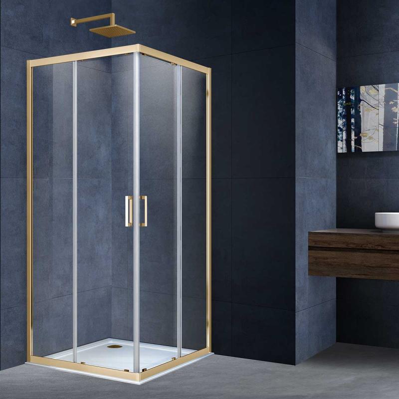 Душевой уголок Alpha VSS-3AL100CLG, 1000*1000, брашированное золото, стекло прозрачное Vincea