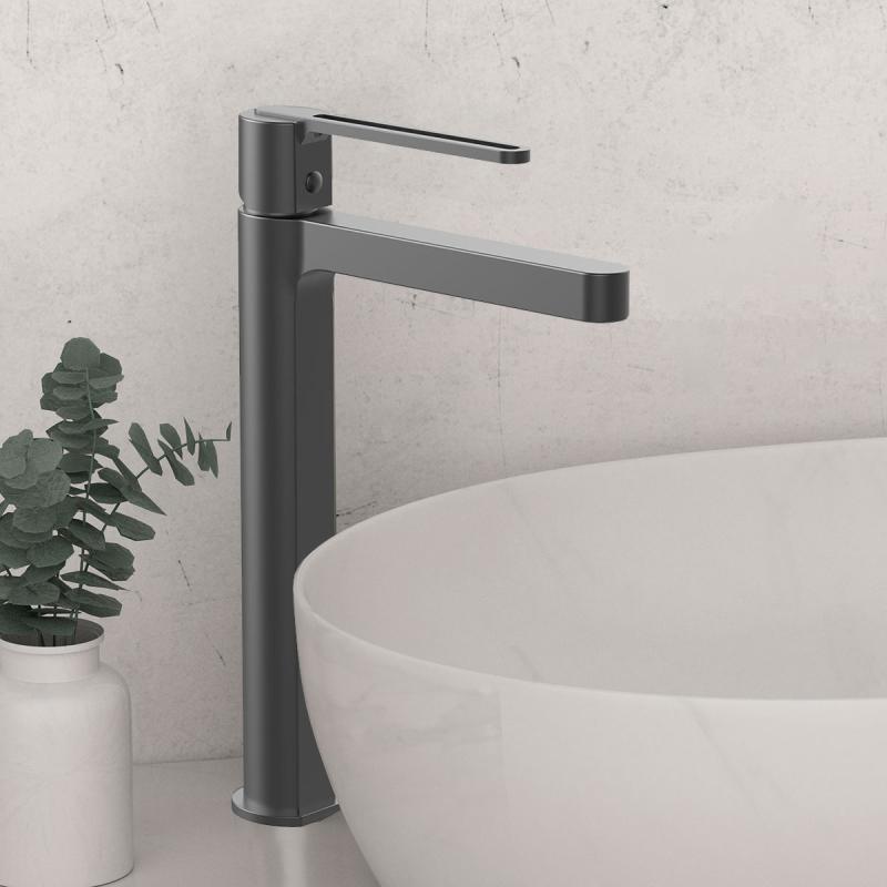 Смеситель для раковины Rondo VBF-1R2GM однорычажный, вороненая сталь Vincea