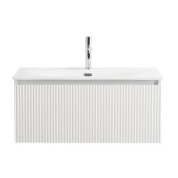 UNO База под раковину подвесная с фрезерованными ручками по всей длине фасада  с одним выкатным ящиком, Bianco Opaco, 800x455x350, UNO-800-1C-SO-BO Belbagno фото в интернет-магазине Русалия