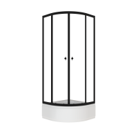 Душевой уголок "Альфа-Блэк" 80х80 В, 1/4 круга, средн. подд. (2 места+сифонD50мм) Щ0000077857 Triton фото в интернет-магазине Русалия