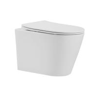 BURGOS ALTO Унитаз подвесной безободковый белый, тонкое сиденье дюропласт soft close IB.BRA.231.1B1 IBERICA BLANCA фото в интернет-магазине Русалия