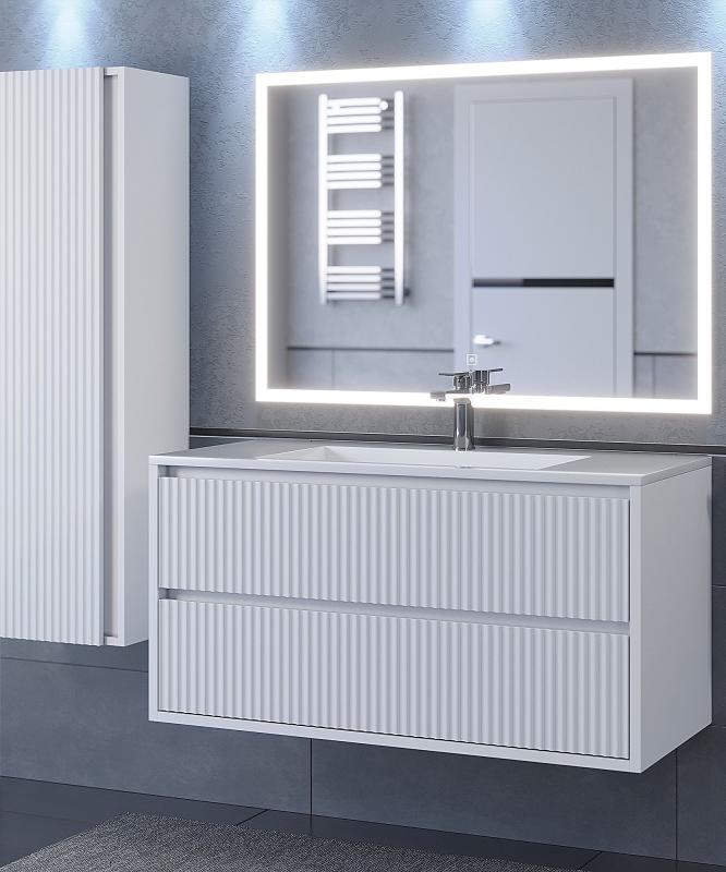 Тумба с раковиной Uperwood Next Premium подвесная, 100 см, белая, 2 ящика 3930205173