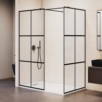 Душевая перегородка RGW WA-021B (WA-011B (2 шт.) + S-1220B) 900x1000, стекло с рисунком (шелкография), профиль черный фото в интернет-магазине Русалия