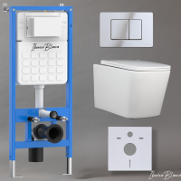 Комплект 3 в 1 инсталляция, унитаз безободковый белый TOLEDO ALTO (IB.TLA.231.1B1), клавиша смыва хром глянцевый, нержавеющая сталь  INOX-C (IB.B011.003.001), IBERICA BLANCA фото в интернет-магазине Русалия