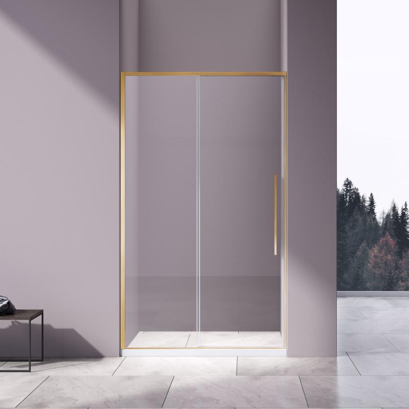 Душевая дверь Slim-N VDS-4SN130CLG, 1300, брашированное золото, стекло прозрачное Vincea