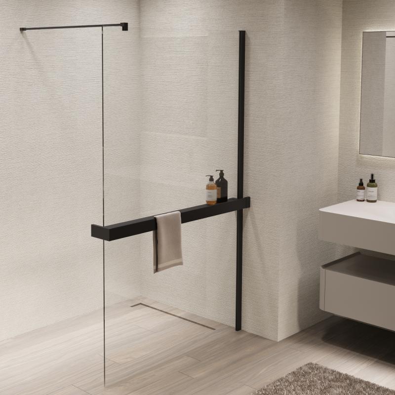 Душевая перегородка Walk-In VSW-1HR100CLB, 1000*2000, черный, стекло прозрачное Vincea